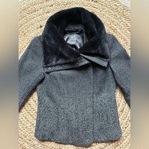 Armani Exchange Ombre Faux Fur Moto Jacket Medium Rocker Chic Whimsygoth Luxury